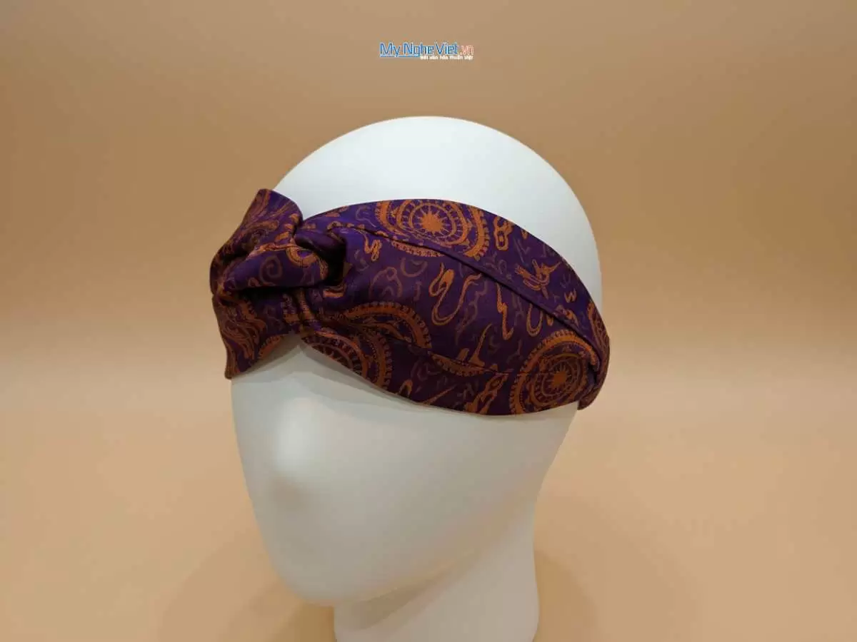 Băng đô cài tóc lụa Hà Đông họa tiết trống đồng - Ảnh 3