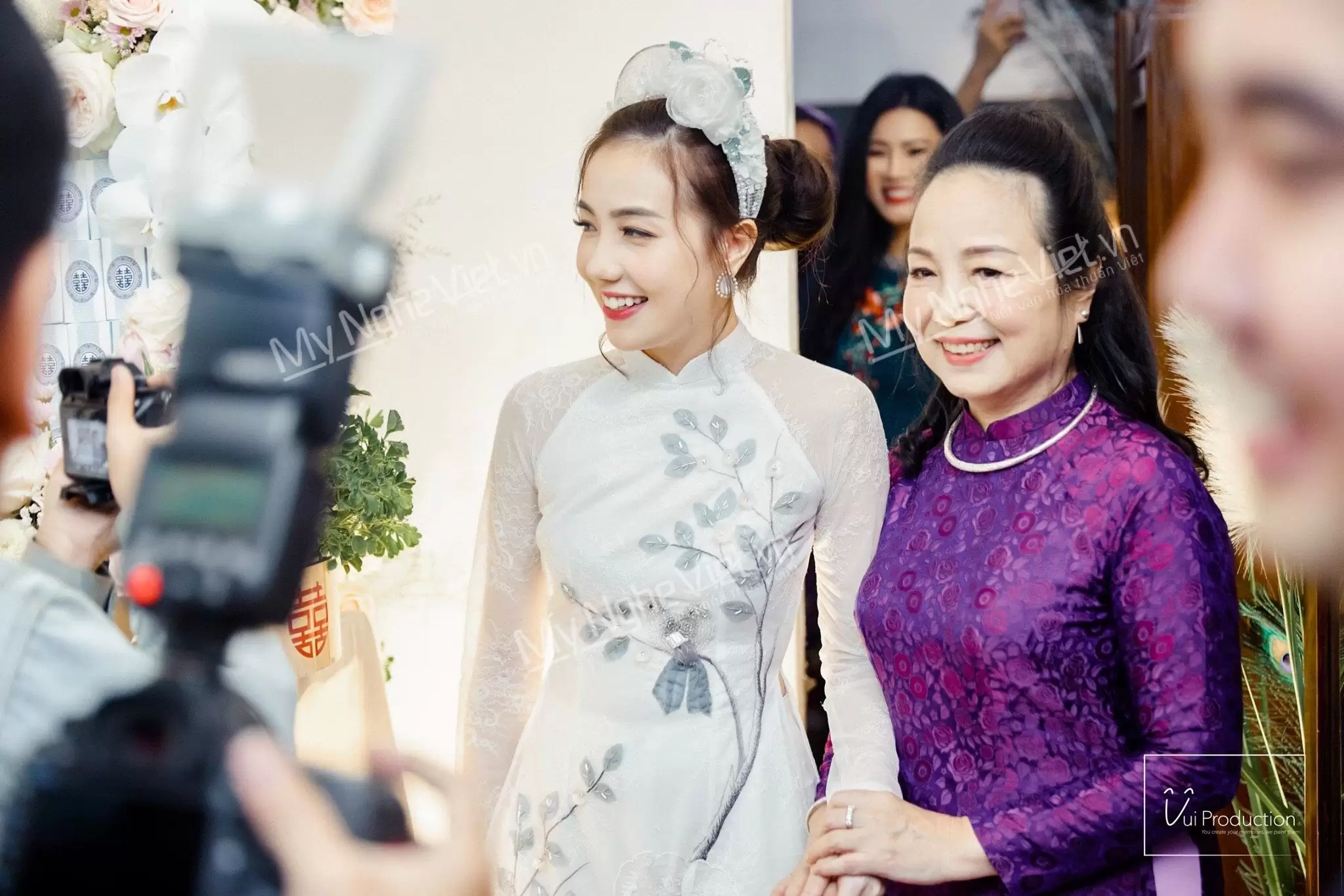 Vải Áo Cưới Lụa Hà Đông Hoa Cúc Trắng 70% tơ tằm MNV-LHD17 - Ảnh 2