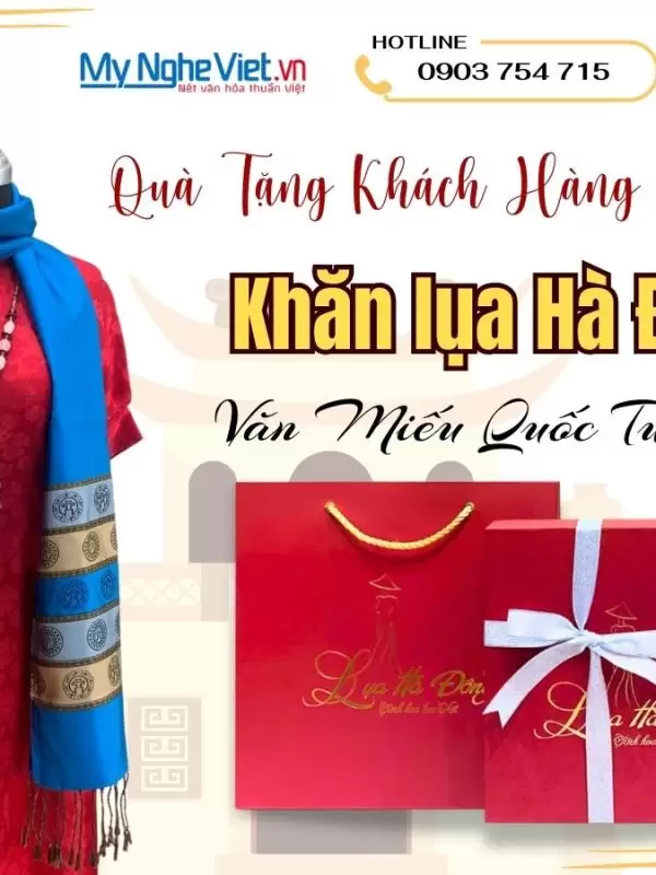 Khăn Lụa Họa Tiết Văn Miếu Quốc Tử Giám MNV-KLLS36180-2.1 - Quà tặng đối tác ý nghĩa