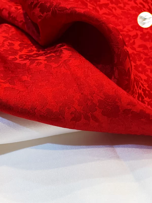 Alternative view of Bộ Áo Dài Lụa Hà Đông Hoa Mai Nhí Đỏ May Áo Dài Cô Dâu 70% tơ tằm MNV-LHD06