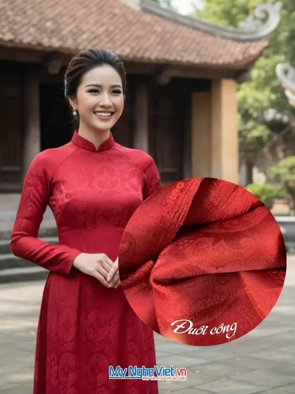 Vải lụa Hà Đông đỏ đô Thọ Dơi khổ 1m2 x 2m7 MNV-LNL2204/10