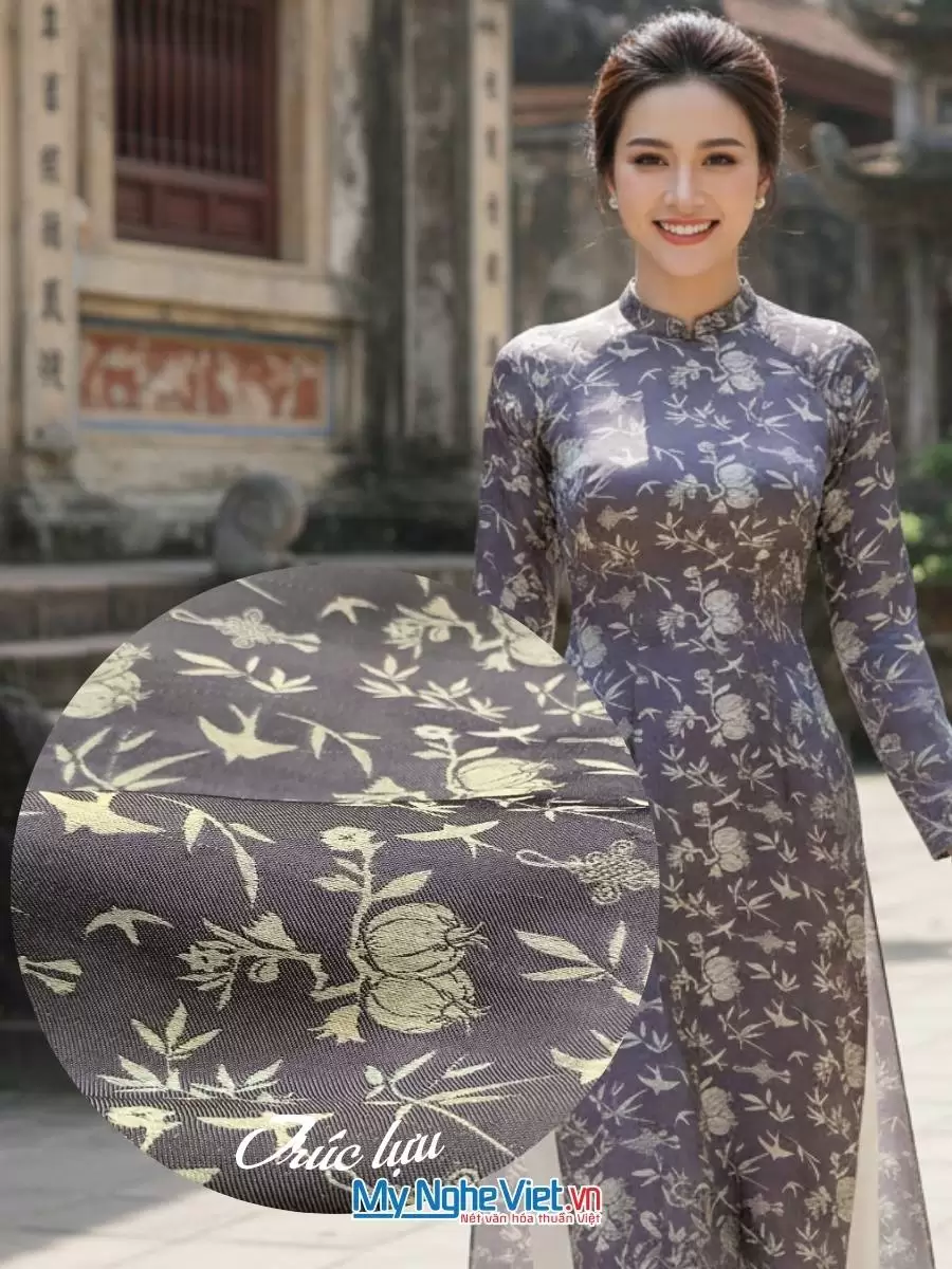 Vải lụa HĐ lựu trúc tơ tằm se không phai xám tím 3.7m LNL37/4