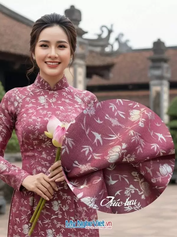 Vải lụa HĐ lựu trúc tơ tằm se không phai hồng 3.7m LNL37/5