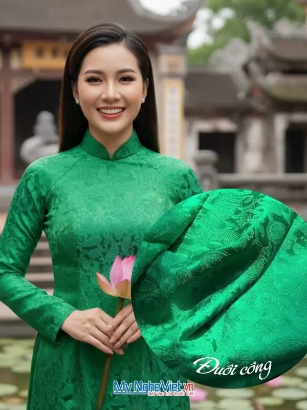 Lụa Đuôi Công Xanh lá 3.7m MNV-LNL09