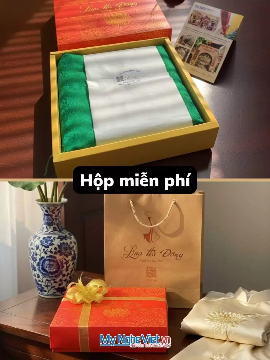 Vải lụa Hà Đông thọ dơi xanh mint 1m khổ 90 MNV-LNL08-10 - Ảnh 3