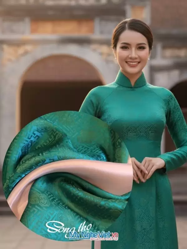 Vải Áo Lụa Hà Đông Song Thọ xanh 3.7m MNV-LNL130-3