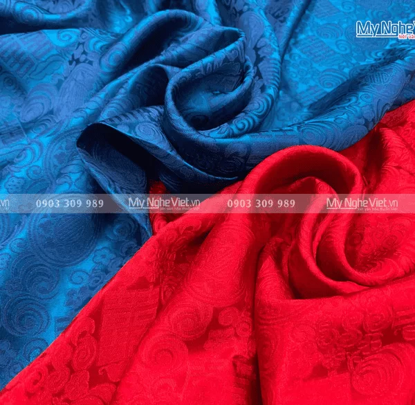 Vải May Áo Dài Cưới Cô Dâu Chú Rể Lụa Hà Đông Song Hỷ