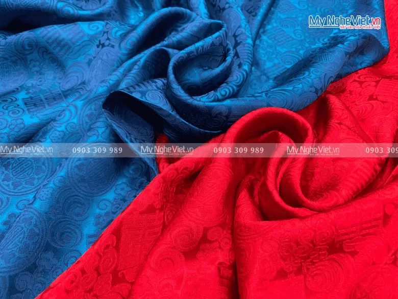 Vải May Áo Dài Cưới Cô Dâu Chú Rể Lụa Hà Đông Song Hỷ