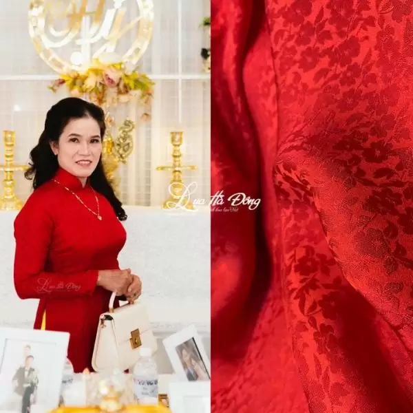 Áo Dài Bà Sui Hoa Mai Nhí 70% tơ tằm