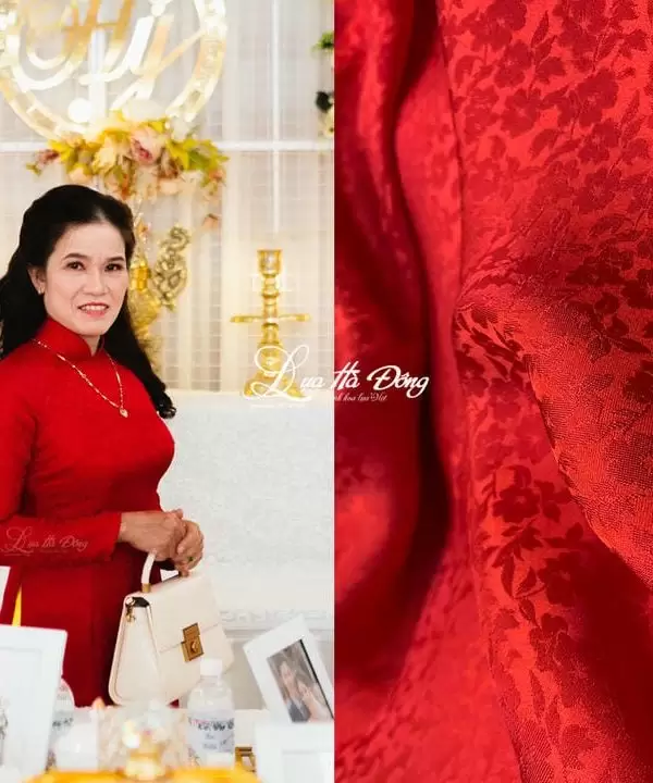 Áo Dài Bà Sui Hoa Mai Nhí 70% tơ tằm