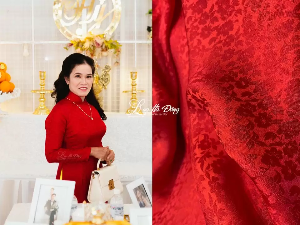 Áo Dài Bà Sui Hoa Mai Nhí 70% tơ tằm