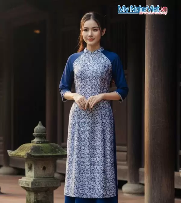 Áo dài lụa cách tân màu xám