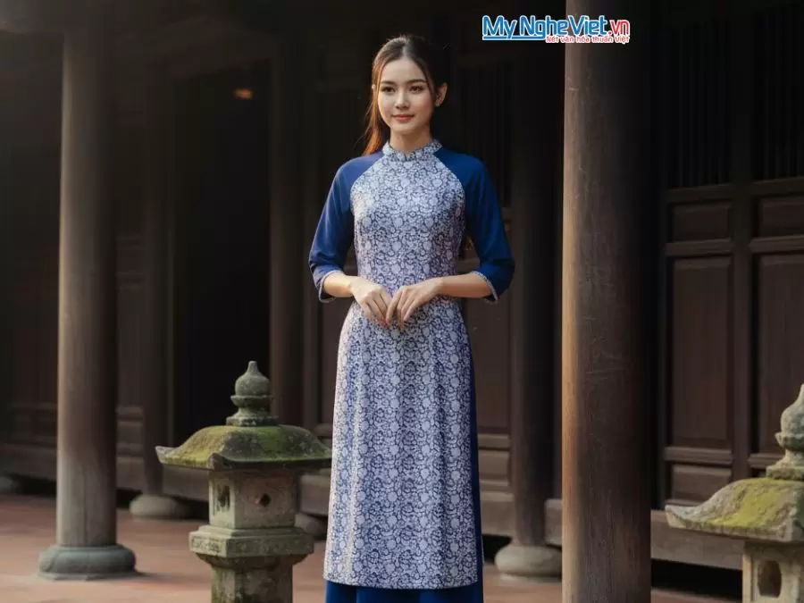 Áo dài lụa cách tân màu xám