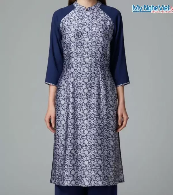Áo dài lụa cách tân màu xám