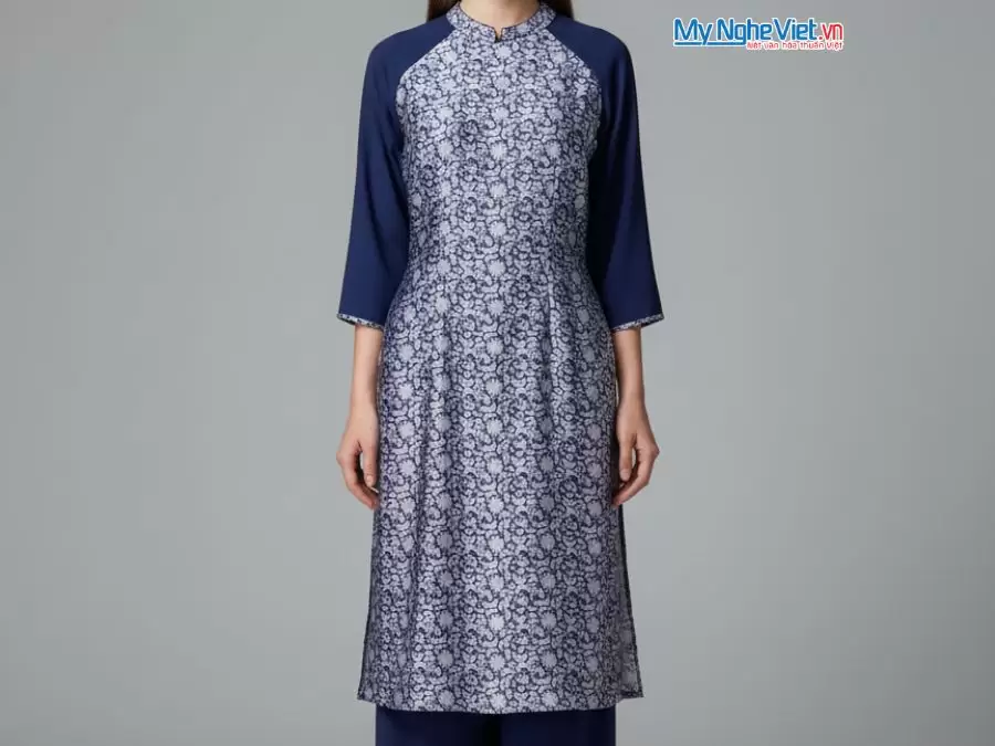 Áo dài lụa cách tân màu xám