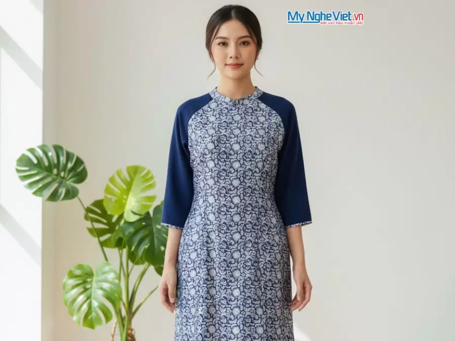 Áo dài lụa cách tân màu xám