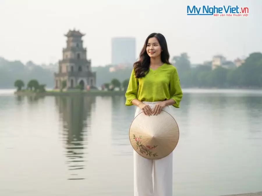 Áo lụa tim nẹp sen xanh cốm may sẵn tay lỡ