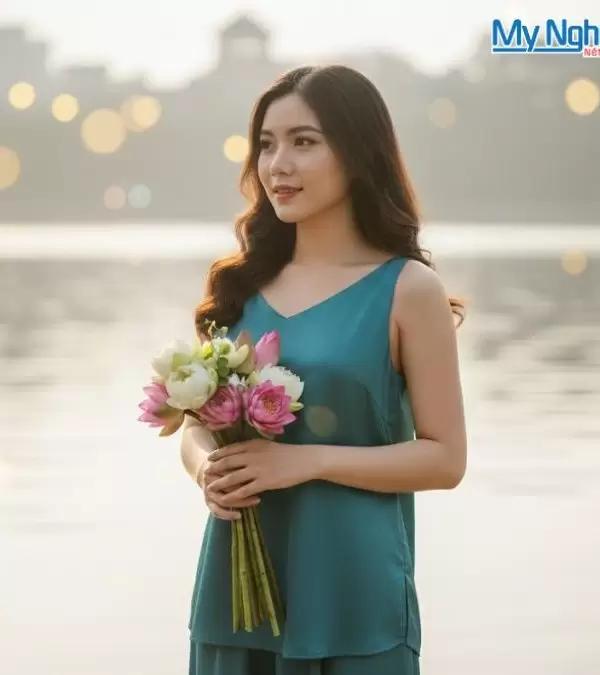 Áo lụa Hà Đông hai dây may sẵn