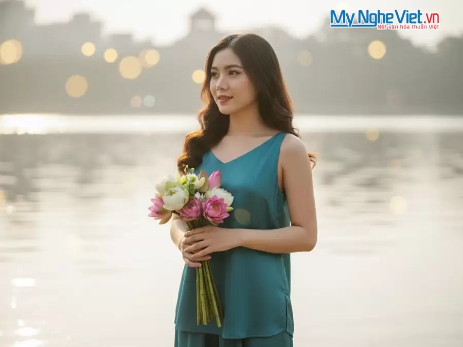 Áo lụa Hà Đông hai dây may sẵn