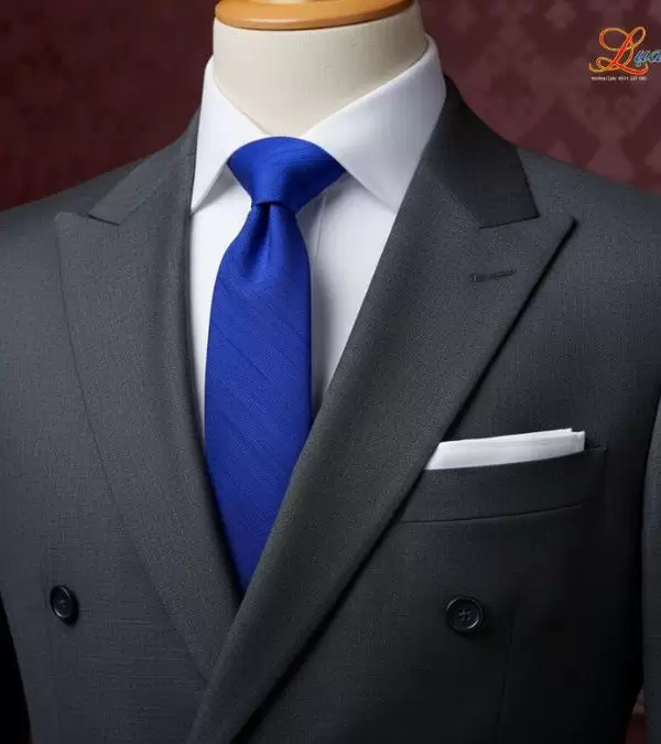 Cà vạt lụa đũi cao cấp màu xanh dương