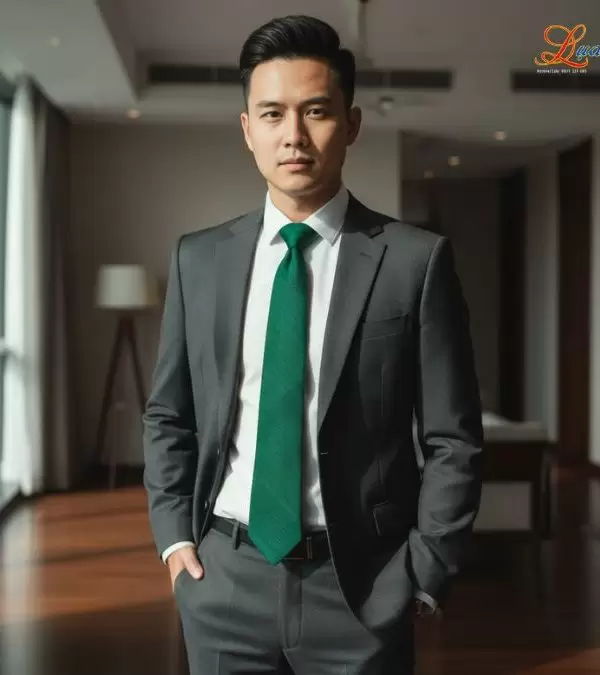 Cà vạt lụa đũi cao cấp màu xanh lá