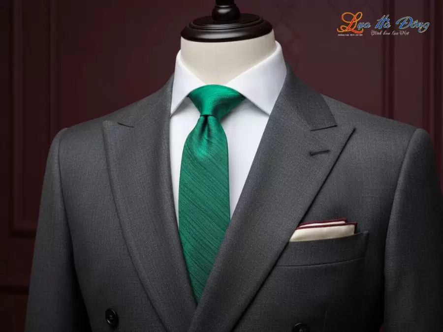 Cà vạt lụa đũi cao cấp màu xanh lá