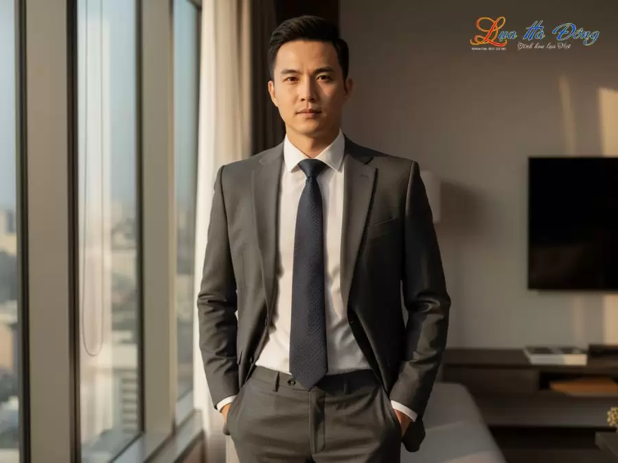 Cà vạt lụa tơ tằm họa tiết chấm bi đen