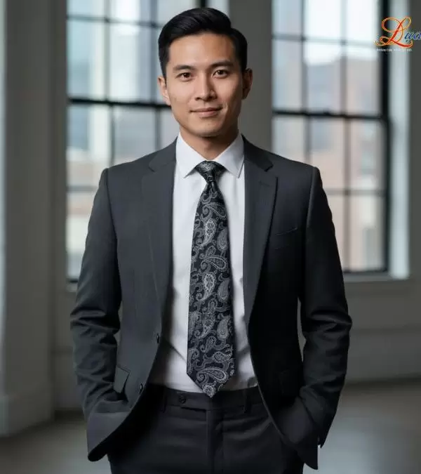 Cà vạt lụa tơ tằm họa tiết đuôi công đen