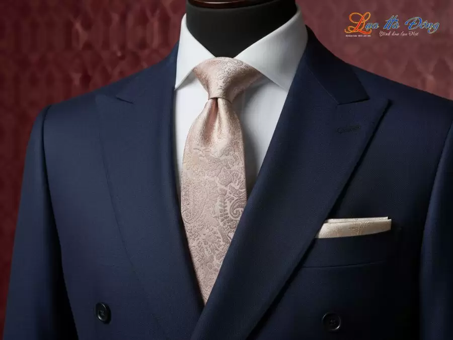 Cà vạt lụa tơ tằm họa tiết đuôi công hồng