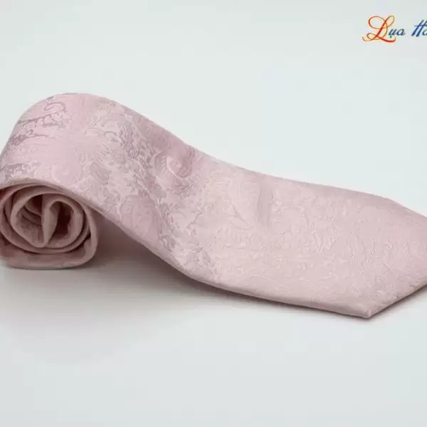 Cà vạt lụa tơ tằm họa tiết đuôi công hồng