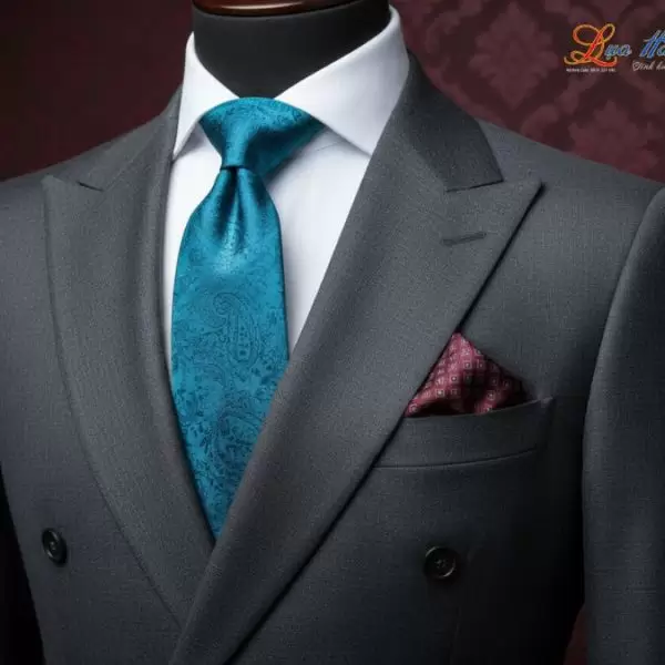 Cà vạt lụa tơ tằm họa tiết  đuôi công xanh ngọc MNV-CRV72-1