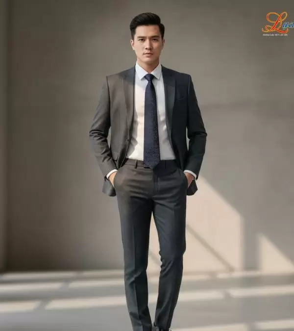 Cà vạt lụa tơ tằm họa tiết hoa bốn cánh tím