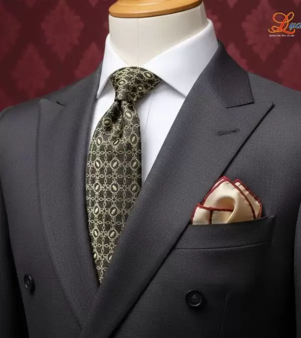 Cà vạt lụa tơ tằm họa tiết ô vuông vàng