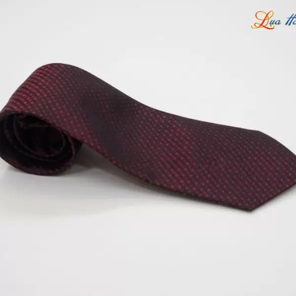 Cà vạt lụa tơ tằm họa tiết ô vuông đỏ