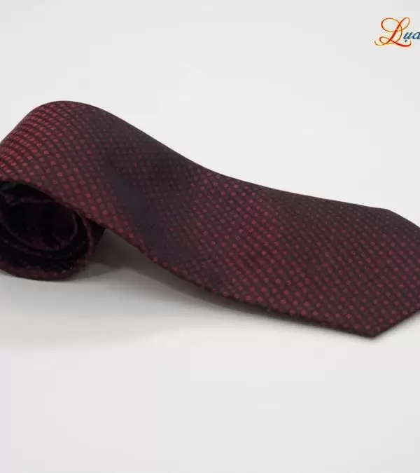 Cà vạt lụa tơ tằm họa tiết ô vuông đỏ