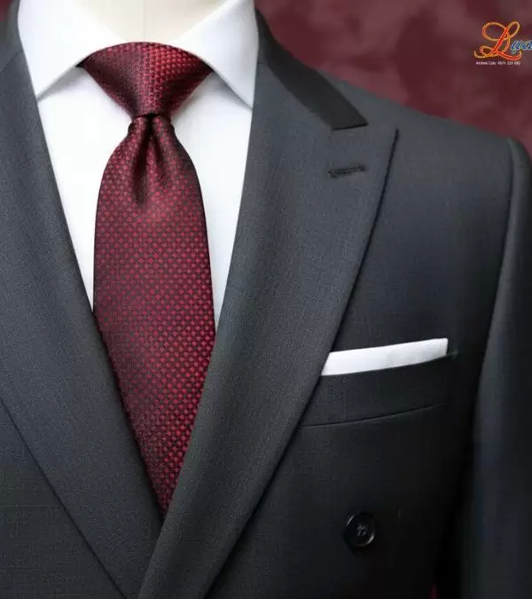 Cà vạt lụa tơ tằm họa tiết ô vuông đỏ