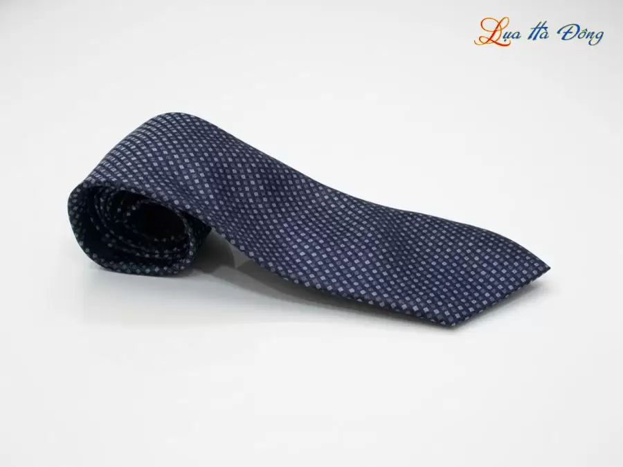 Cà vạt lụa tơ tằm họa tiết ô vuông xám