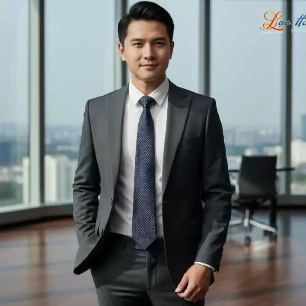 Cà vạt lụa tơ tằm họa tiết ô vuông xám