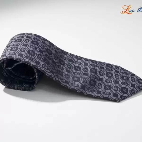 Cà vạt lụa tơ tằm họa tiết ô vuông xám