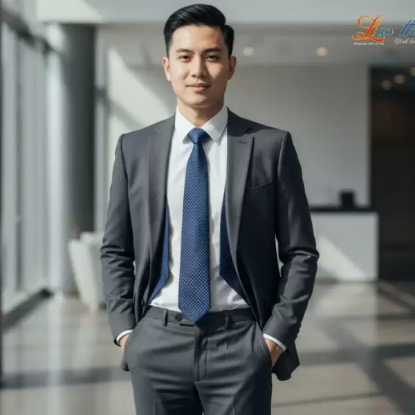 Cà vạt lụa tơ tằm họa tiết ô vuông xanh đậm