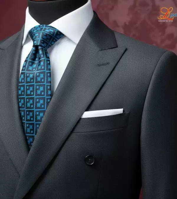 Cà vạt lụa tơ tằm họa tiết ô vuông xanh dương