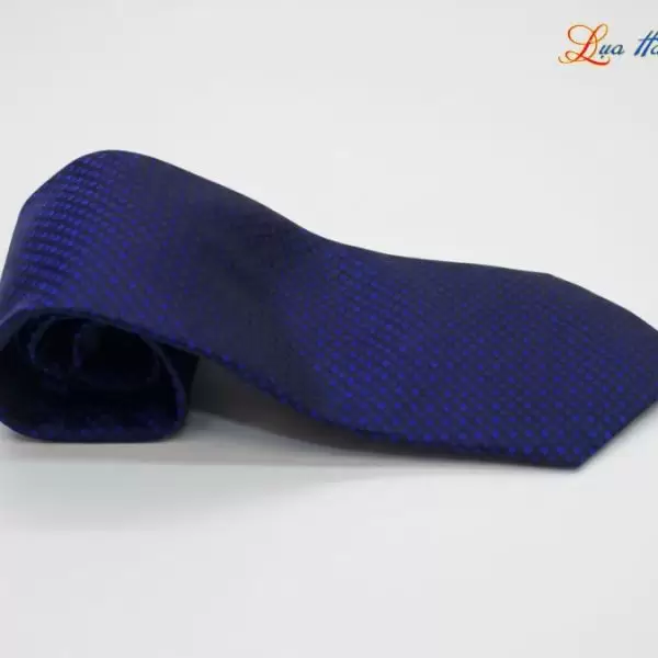 Cà vạt lụa tơ tằm họa tiết ô vuông xanh dương