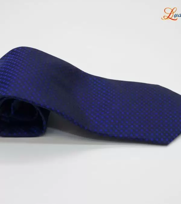 Cà vạt lụa tơ tằm họa tiết ô vuông xanh dương