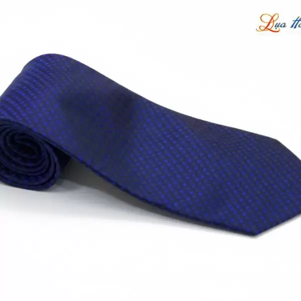 Cà vạt lụa tơ tằm họa tiết ô vuông xanh tím