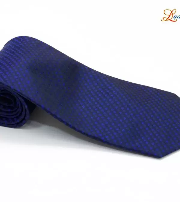 Cà vạt lụa tơ tằm họa tiết ô vuông xanh tím