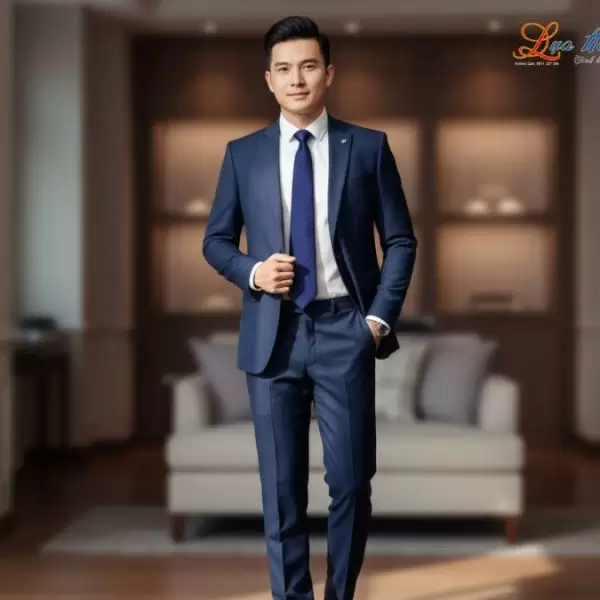 Cà vạt lụa tơ tằm họa tiết ô vuông xanh tím