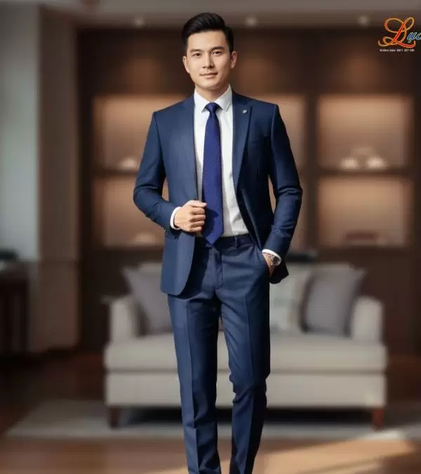 Cà vạt lụa tơ tằm họa tiết ô vuông xanh tím