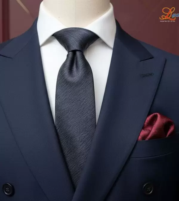 Cà vạt lụa tơ tằm màu xám đen MNV-CRV41