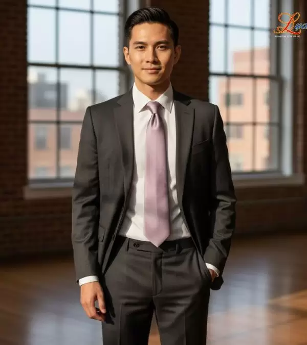 Cà vạt lụa tơ tằm trơn màu hồng