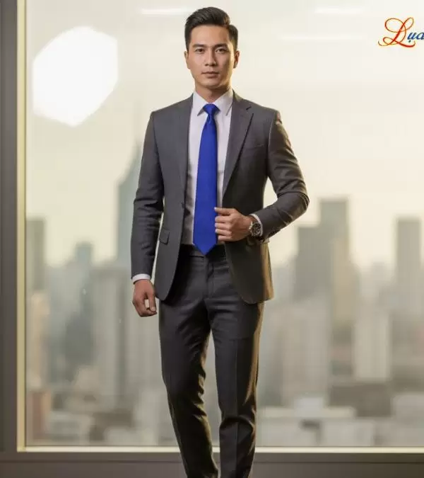 Cà vạt lụa tơ tằm trơn màu xanh dương